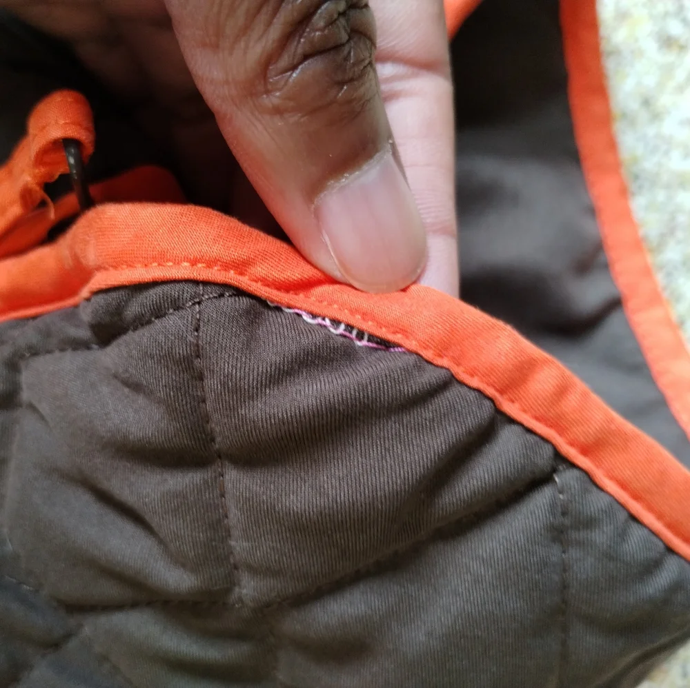 John Partridge chocolate Brown and Orange quilted full zip up comfy coat Jacket - Picture 8 of 16